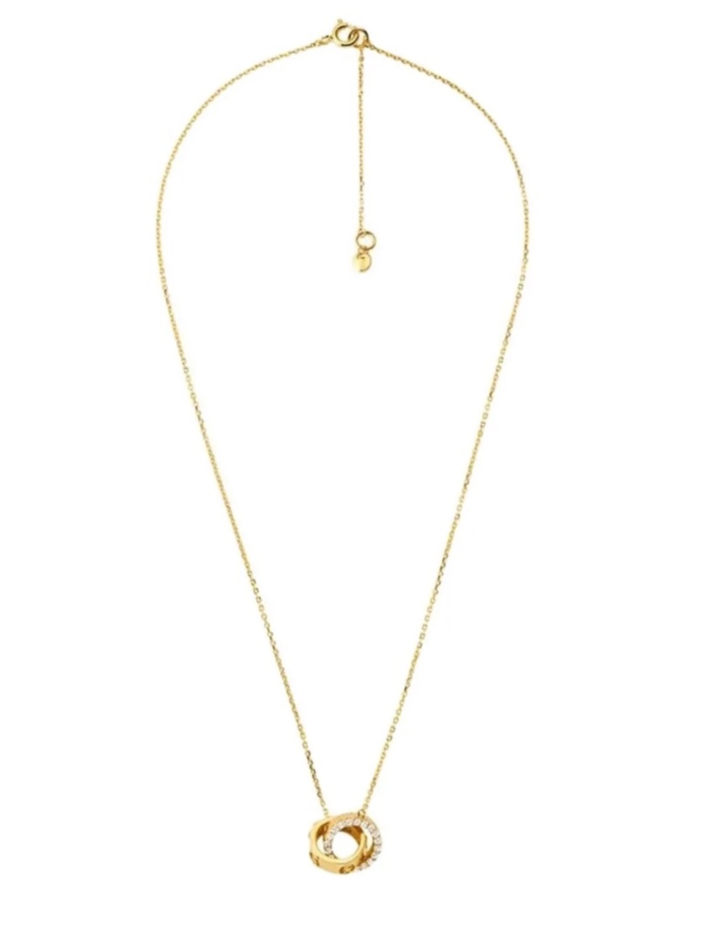 Michael Kors 14k Gold Plated Interlocking-Circles Rhinestone Necklace - Picture 2 of 9